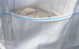 A large bulk bag of white washed sand, great for use as a building material
